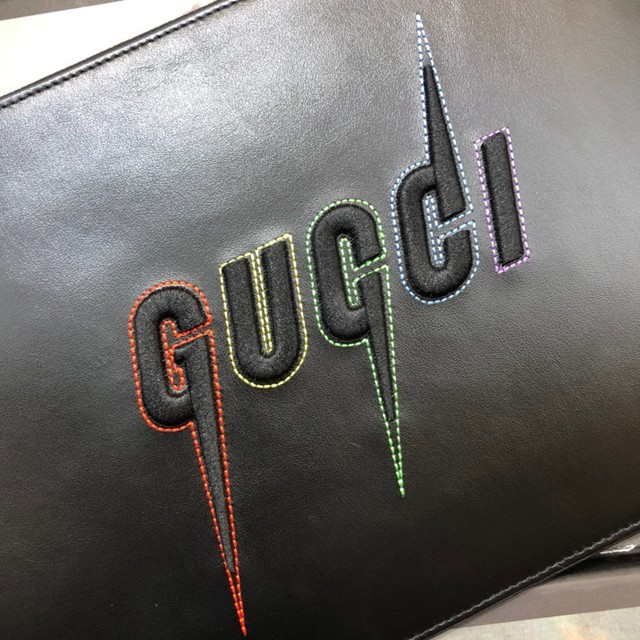 Gucci手包 597678 古馳Gucci字母精美刺繡圖案 Gucci男士手拿包  gqy3332